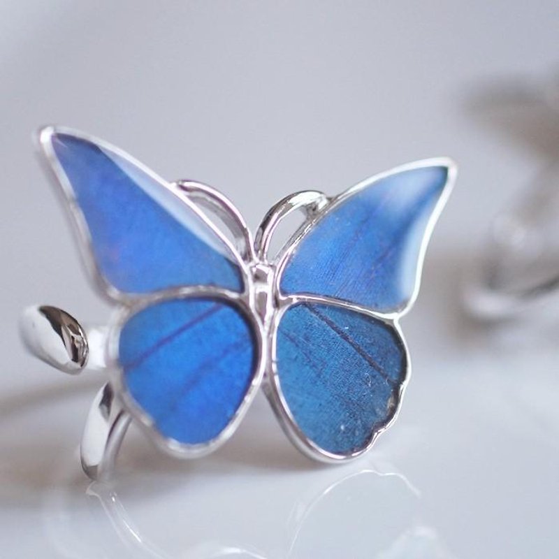 Morpho butterfly Silver ring - แหวนทั่วไป - โลหะ 