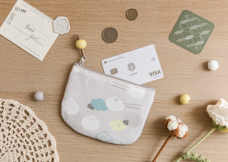 [Xiaolongbao Huahua-Round Bottom Coin Purse] Card Storage/Small Item Bag - Coin Purses - Polyester Gray