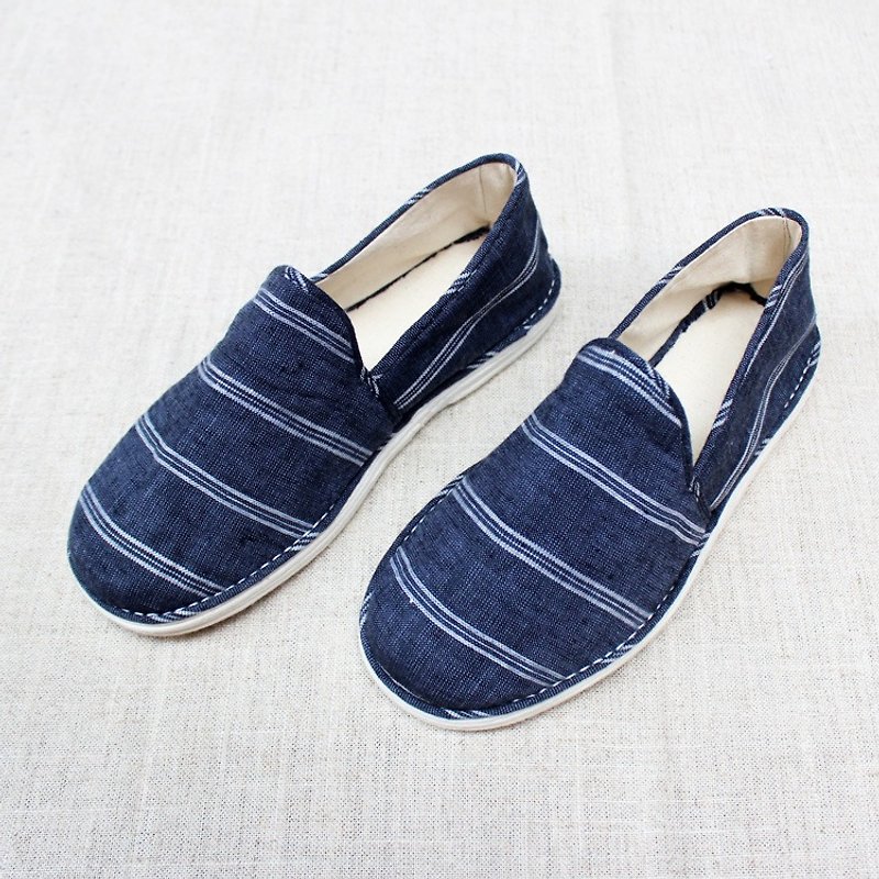 [Spot] handmade cotton cloth shoes stripes health - Women's Casual Shoes - Cotton & Hemp Blue