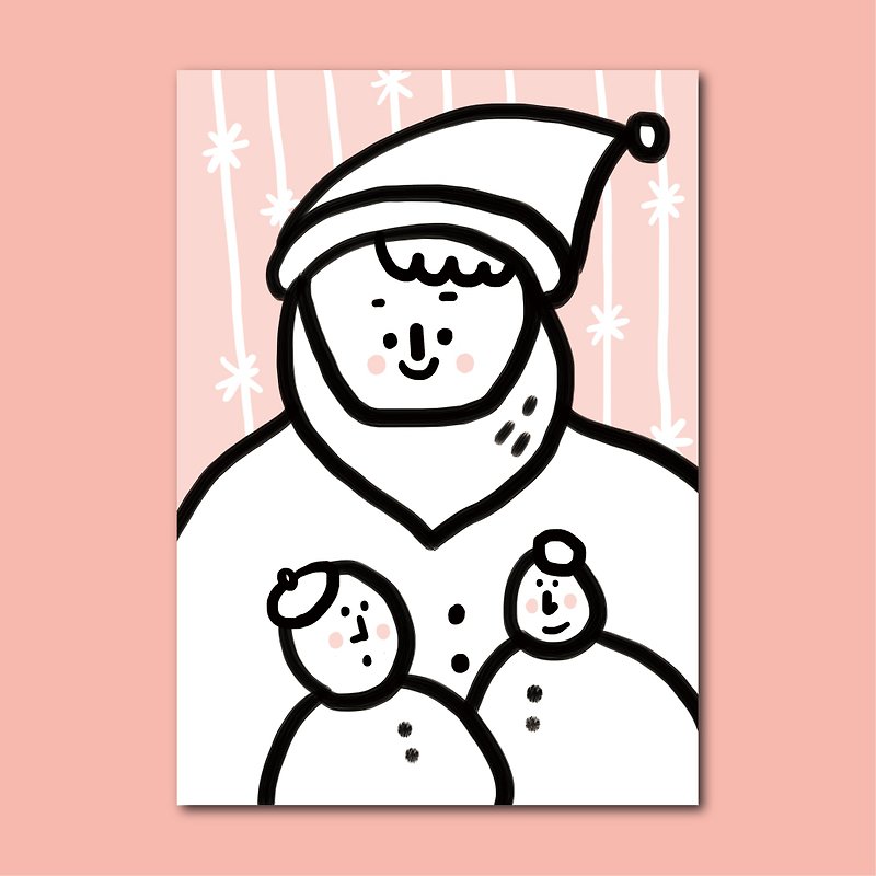 こんにちは！私の赤ちゃん雪だるま - カード・はがき - 紙 ピンク