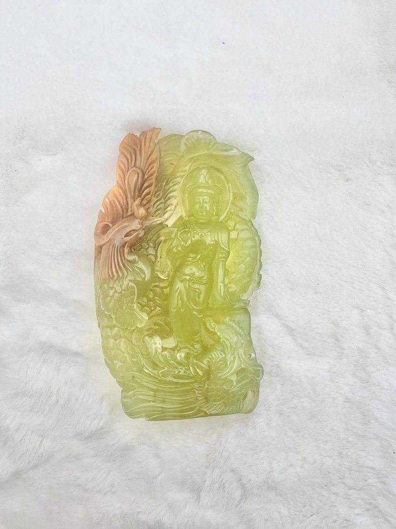高品天然花玉龍鳳觀音擺件/可站立/珍藏 - 擺飾/家飾品 - 玉石 綠色