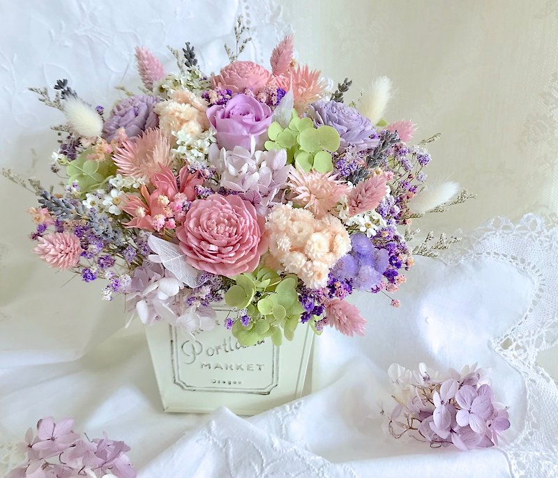 Masako Romantic Fragrance Potted Flower Dry Flower Blend Eternal Flower Limited - ช่อดอกไม้แห้ง - พืช/ดอกไม้ 
