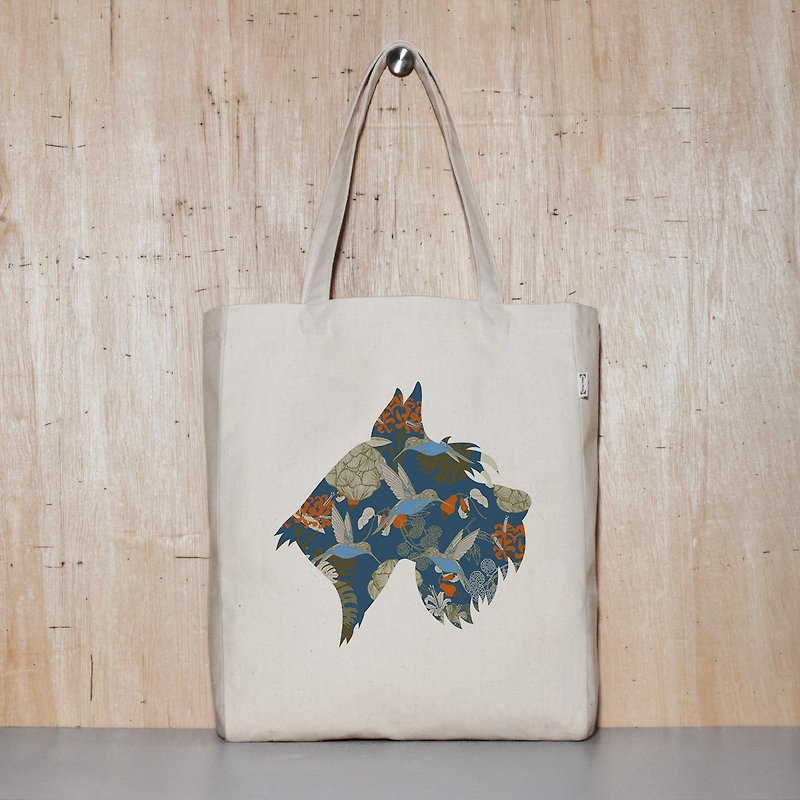 Eco bag canvas bag - dog flowers 4 colors optional - Messenger Bags & Sling Bags - Cotton & Hemp Multicolor