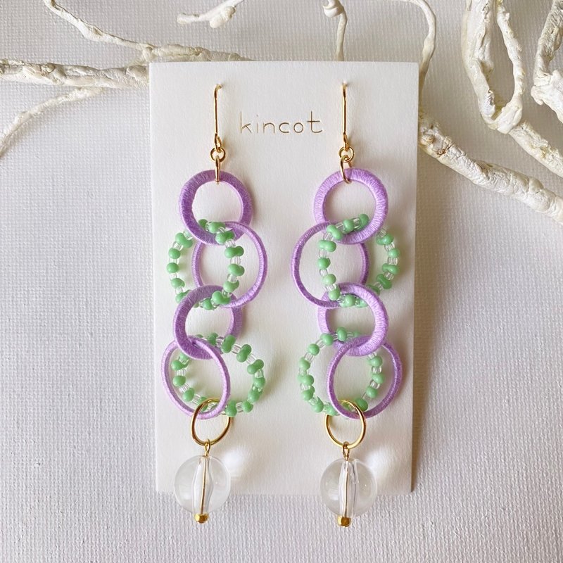 Cercle Clip-On[purple x green] - Earrings & Clip-ons - Cotton & Hemp Purple