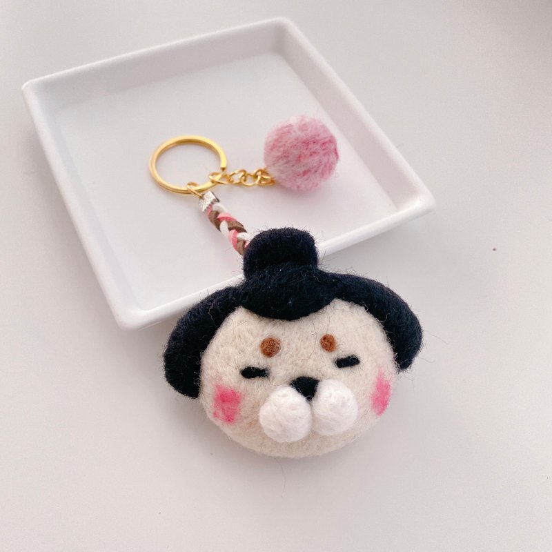 Wool felt geisha too cat/chick hand-made woven key ring - ที่ห้อยกุญแจ - ขนแกะ 