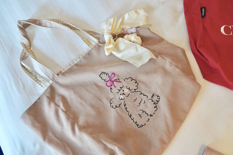 【Pinkoi 線下活動預購商品】Oh là là Pets!雙面絨糖托特 奶茶 - 手提包/手提袋 - 棉．麻 卡其色