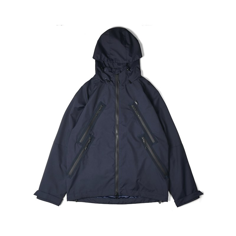 oqLiq-Dualism-Rain Zip Trench Coat (Dark Blue) - Men's Coats & Jackets - Other Materials Blue