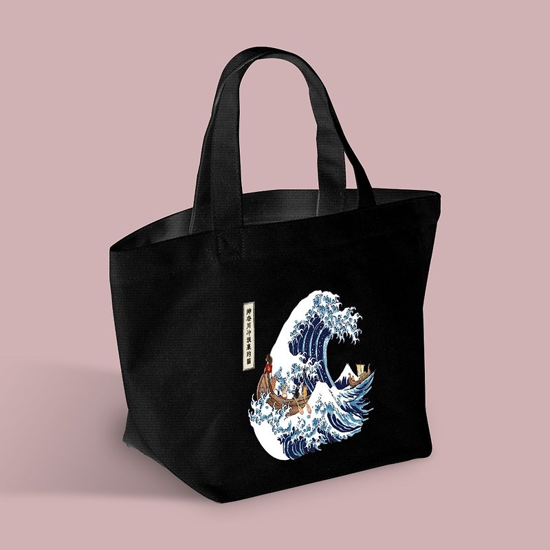 Cat Ukiyoe - Lunchbox Shopping Bag - Handbags & Totes - Cotton & Hemp 