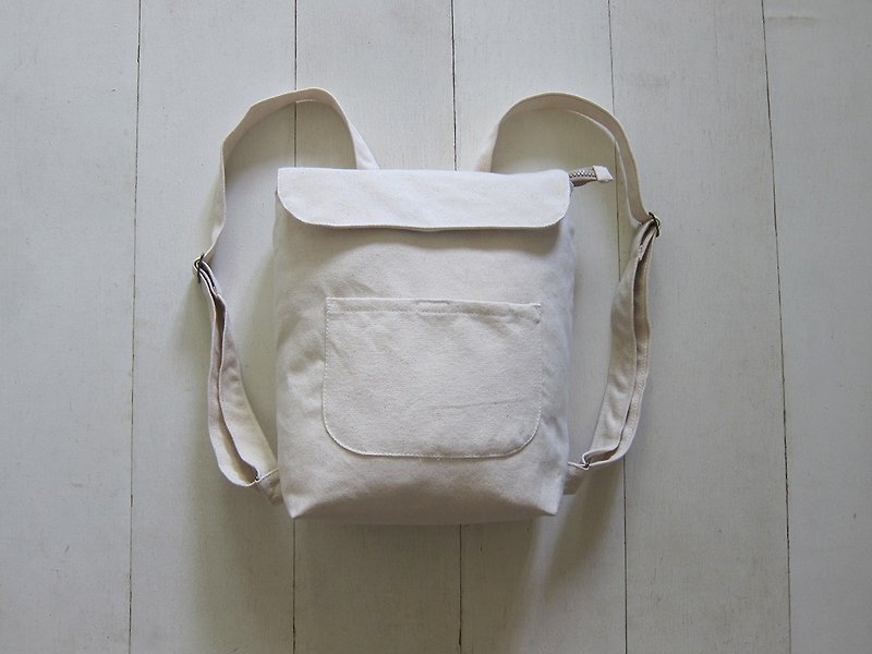 小號後背包(前貼袋)-米白 / 米白