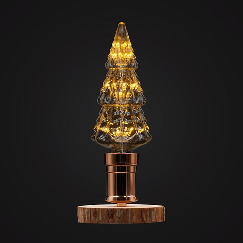クリスマスツリーLEDウッドデスクランプ - 照明・ランプ - 木製 ブラウン