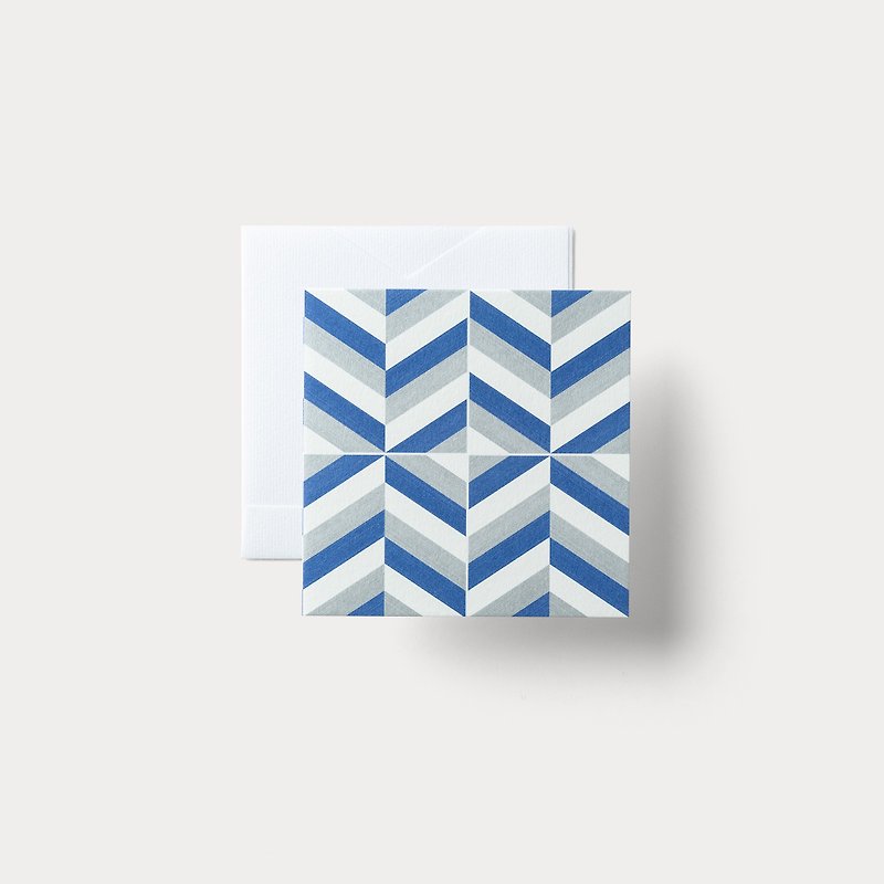 二つ折りメッセージカード　Tile Series: 01 - 卡片/明信片 - 紙 藍色