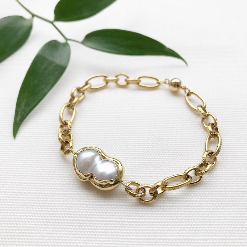 Baroque pearl bracelet - ブレスレット - 真珠 ゴールド