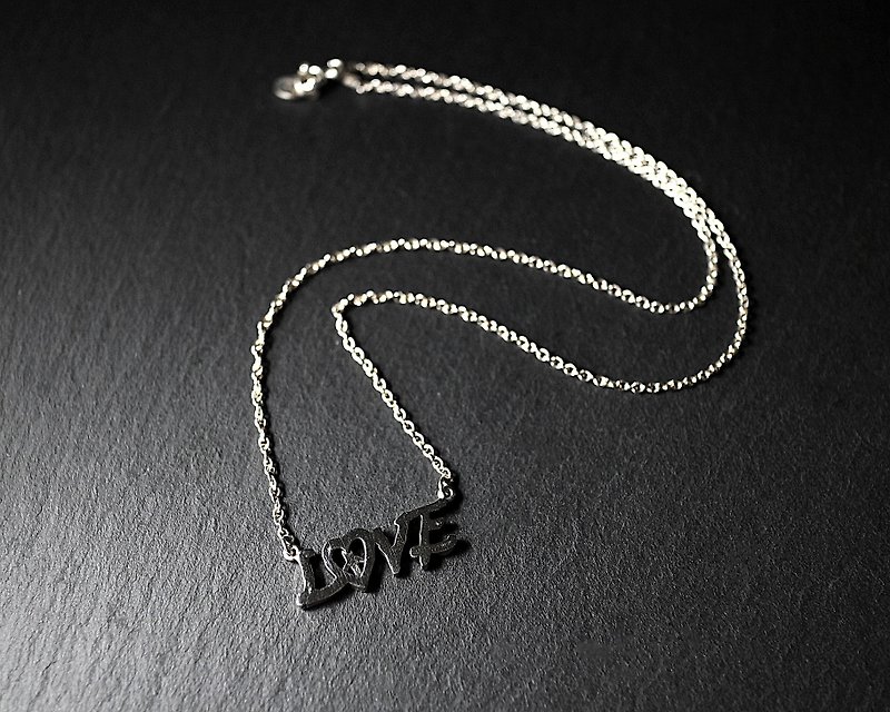 Love & Peace Sterling Silver Love Necklace - สร้อยคอ - เงินแท้ 