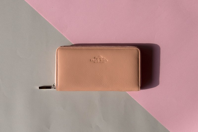 'LUCKY' WOMAN LONG WALLET-PINK/ROSE - Wallets - Genuine Leather Pink