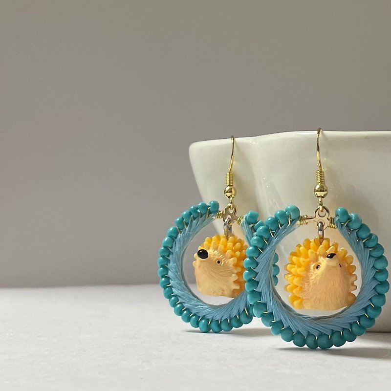 Flying hedgehog - turquoise earrings - Earrings & Clip-ons - Thread Blue