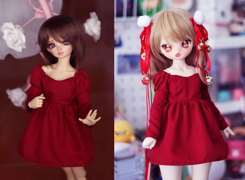 MSD,MDD Jane dress (Dark red) - Other - Cotton & Hemp Red
