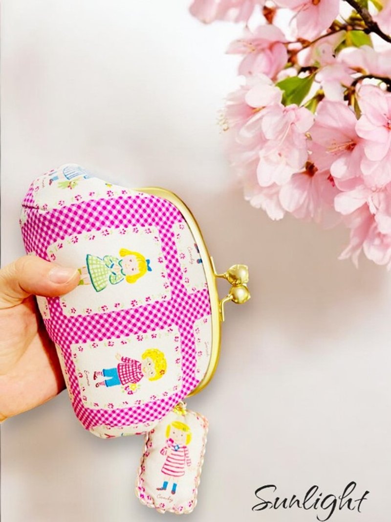 Nikko Alley - handmade pink cute girl's mother's gold coin purse (pink style) gift - กระเป๋าสตางค์ - ผ้าฝ้าย/ผ้าลินิน 