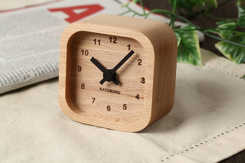 KATOMOKU mini clock square km-25BK black made in Japan - Clocks - Wood 