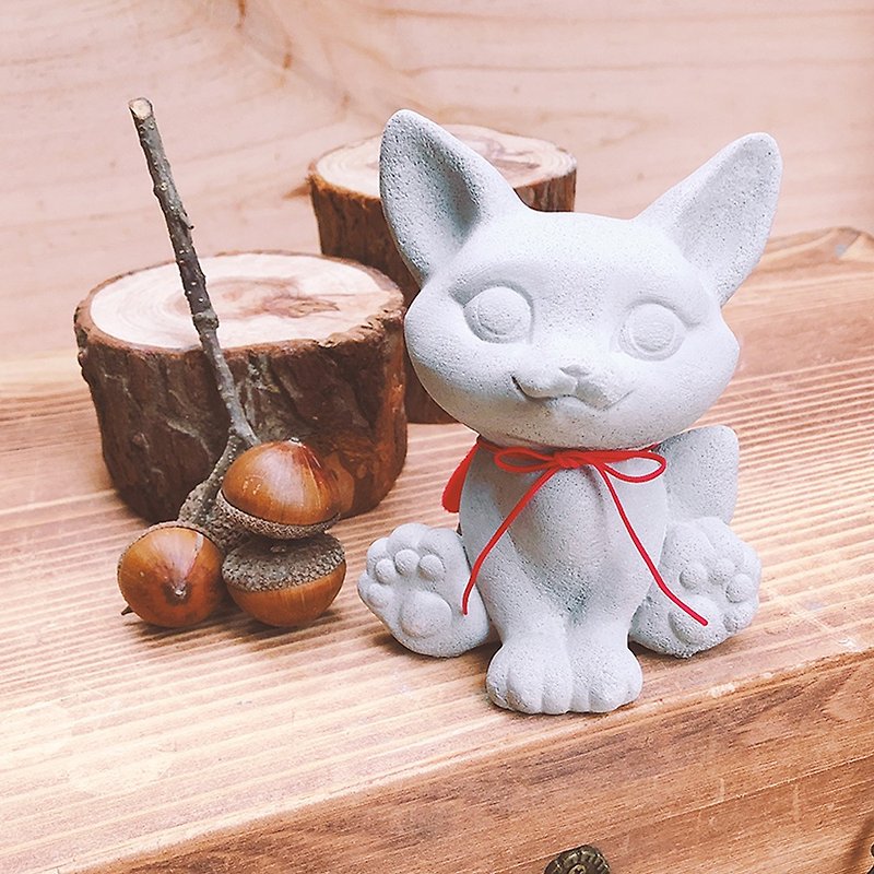 Friendship forever / little Fox / Diffuser Stone or Paperweight - Items for Display - Cement Gray