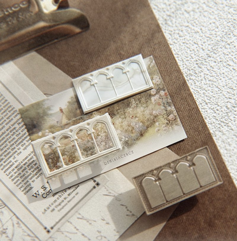 廊橋遺夢 レトロな窓景色 火漆封蠟印章 黃銅異形浮雕 - 印章/印台 - 其他金屬 金色