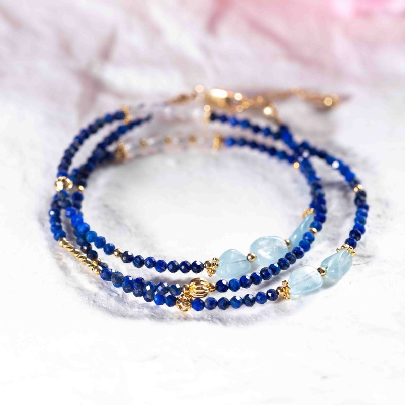 Moonstone, Lapis Lazuli, 14K Gold Filled Findings Bracelet - สร้อยข้อมือ - คริสตัล หลากหลายสี