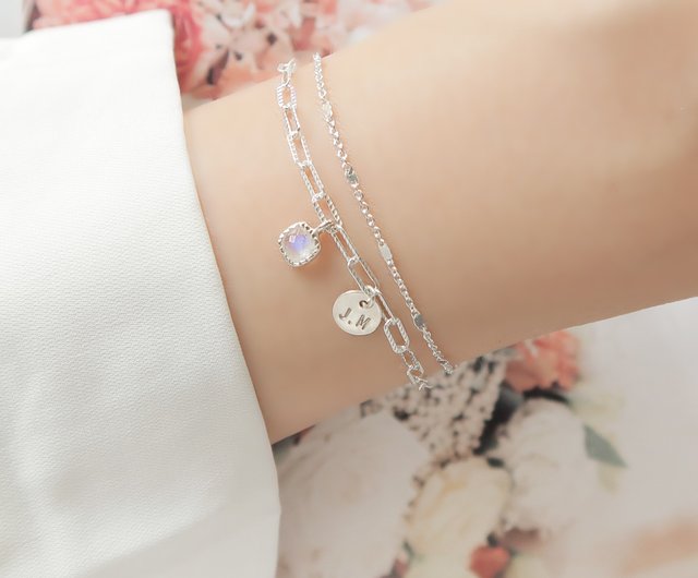 925 sterling silver starry moonstone customized engraved