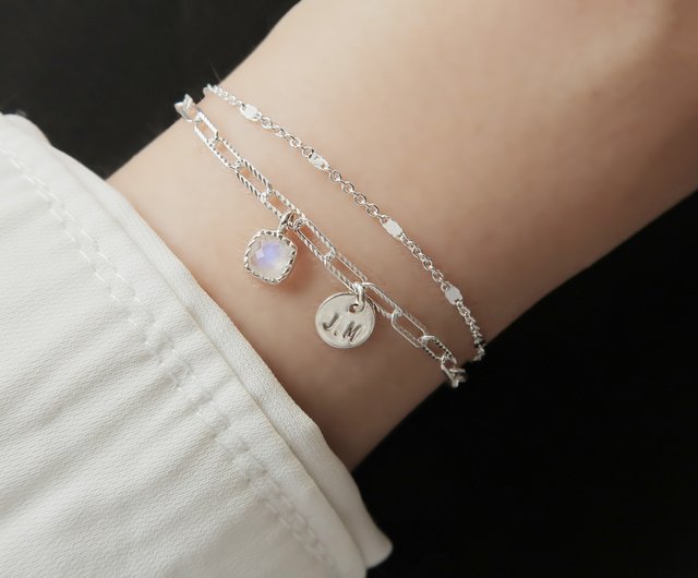 925 sterling silver starry moonstone customized engraved