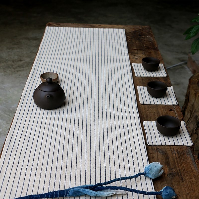 Yishanren | indigo blue dyed new Chinese retro table flag tea mat fabric TV cabinet coffee table table cloth - ผ้ารองโต๊ะ/ของตกแต่ง - ผ้าฝ้าย/ผ้าลินิน 