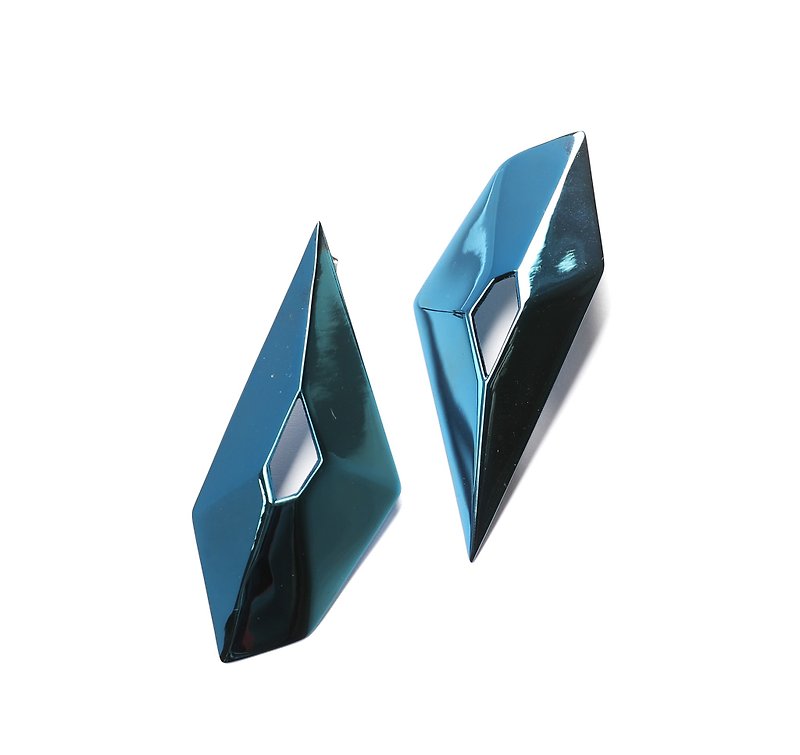 Other Metals Earrings & Clip-ons Blue - A pair of ANGULAR II blue polygon earrings