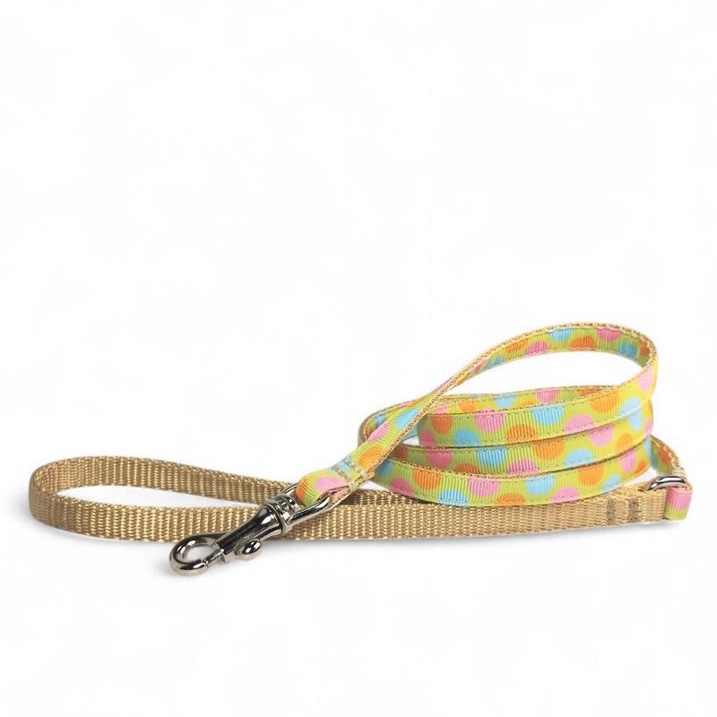 Pastel Puppy Dot Pink【パステルパピードットピンク】MontanaDogオリジナルリード - 項圈/牽繩 - 防水材質 黃色