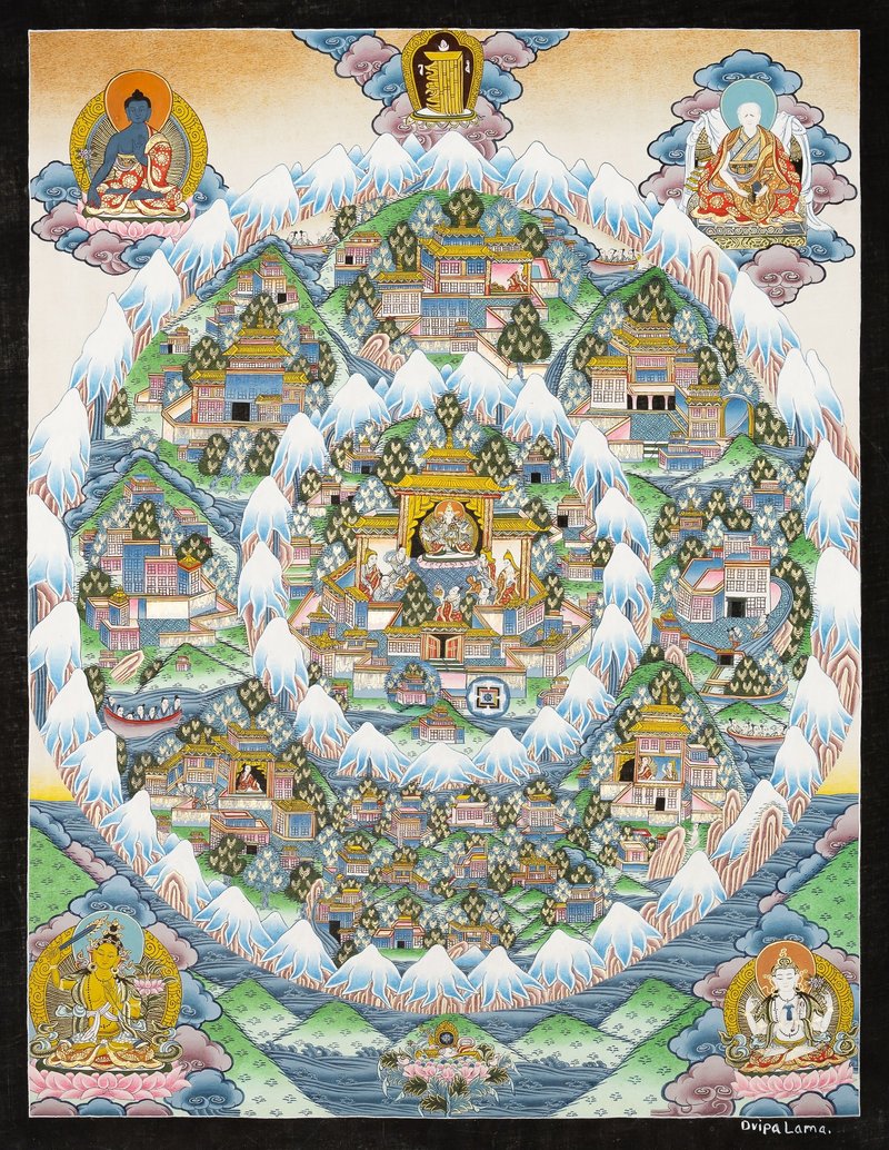 香巴拉淨土 — 和平安樂與覺悟的神聖境域 - 壁貼/牆壁裝飾 - 其他材質 多色