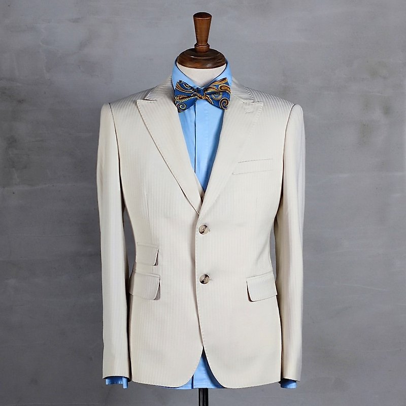Striped blazer-HG0253-350 - เสื้อสูทผู้ชาย - เส้นใยสังเคราะห์ ขาว