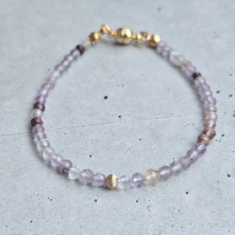 【Japan Handmade】14kgf スーパーセブン 天然石ブレスレット　医療用ステンレス　マグネット式　高品質 - 手鍊/手環 - 寶石 藍色
