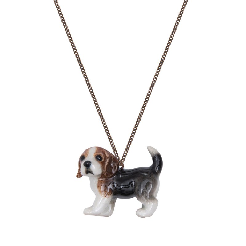 AndMary 手繪瓷項鍊-米格魯 禮盒包裝 Beagle Puppy Necklace - 項鍊 - 瓷 咖啡色