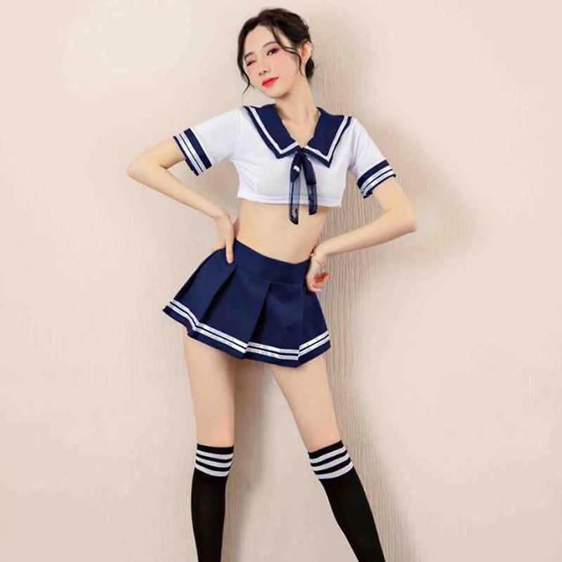 Sexy schoolgirl cosplay pajamas - ชุดนอน/ชุดอยู่บ้าน - เส้นใยสังเคราะห์ สีน้ำเงิน