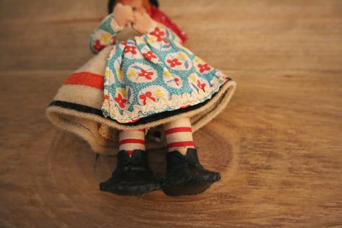 LittleFairies】ポルトガルのアンティークな古い刺繡人形-小さな