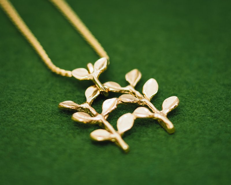 Sprouting Sprouts necklace  - gold pendant and chain - hypoallergenic