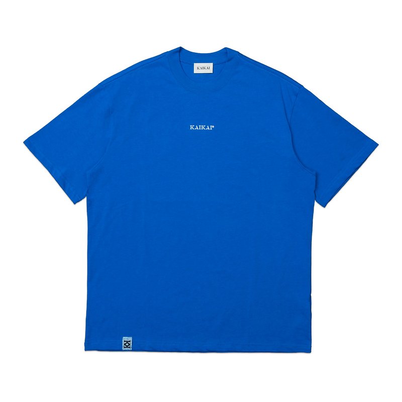 KAIKAI Logo Heavy Short Sleeve Tee - Blue - Men's T-Shirts & Tops - Cotton & Hemp Blue