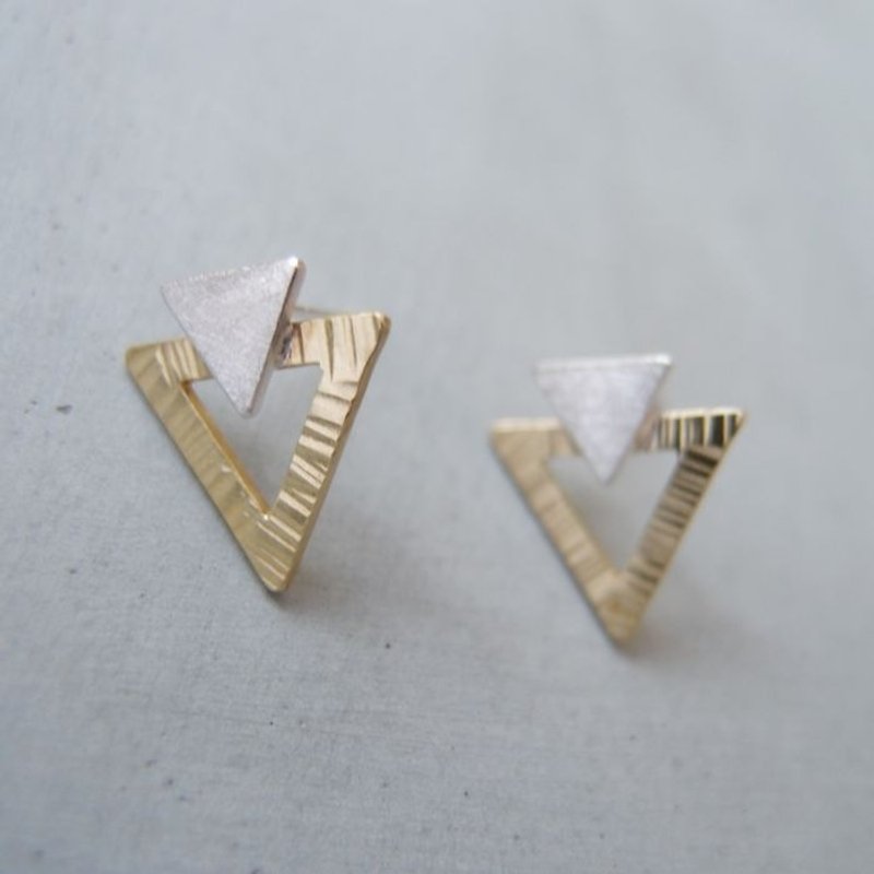 Geometric triangle bimetal earrings - Earrings & Clip-ons - Other Metals 