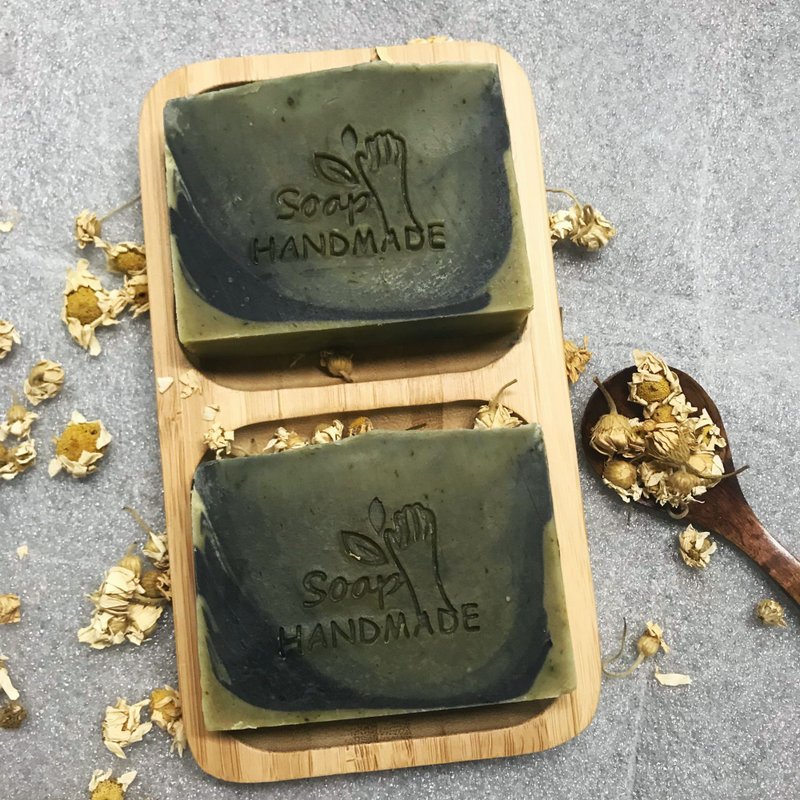 左手香竹炭皂/綠石泥/薰衣草與洋甘菊 - 肥皂/手工皂 - 其他材質 黑色