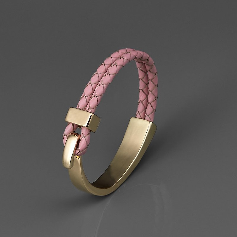 Buckle clasp leather bracelet - Bracelets - Other Metals Pink