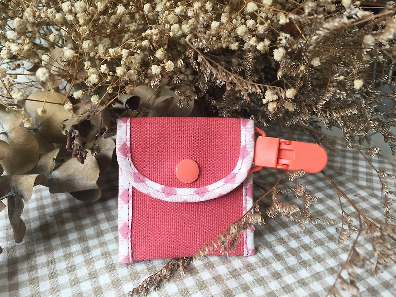 Wenqing Canvas Peace Amulet Bag-Bean Paste Powder x Orange Red- - Omamori - Cotton & Hemp Pink