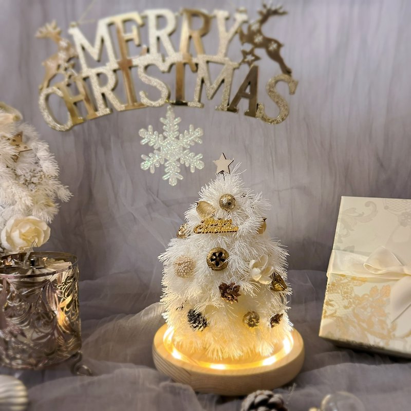 Snow white Christmas glass warm lamp - ของวางตกแต่ง - พืช/ดอกไม้ ขาว
