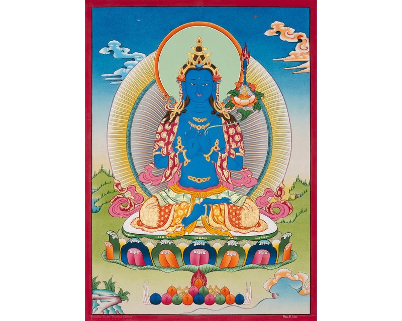 Exquisite Akasagarbha Thangka Painting: Embrace the Celestial Wisdom - Wall Décor - Other Materials Multicolor