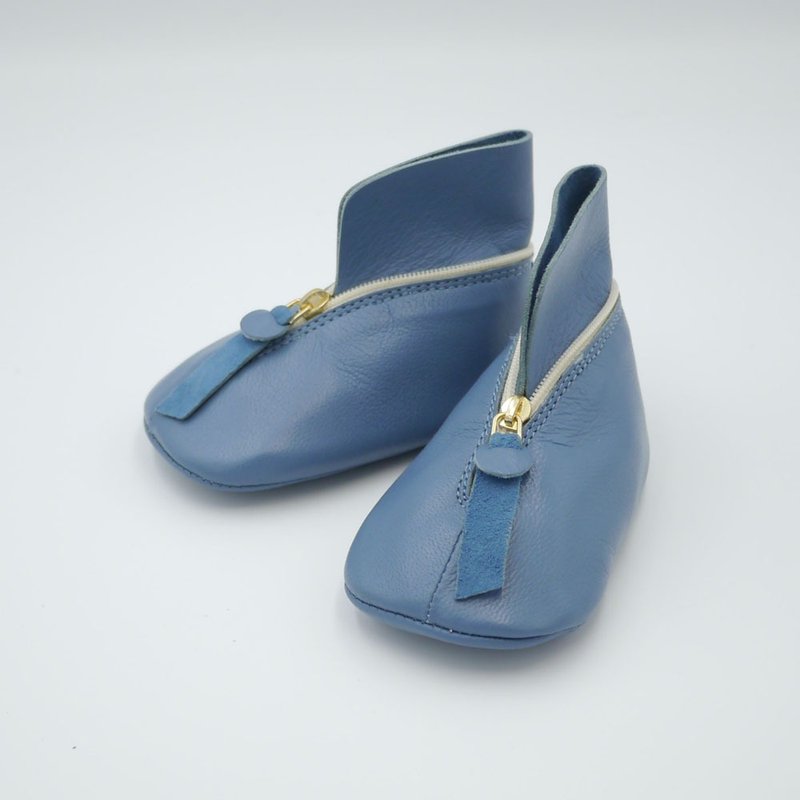 零錢包 彌月禮盒 新生兒鞋 經典款/夢幻藍 - 彌月禮盒 - 真皮 藍色