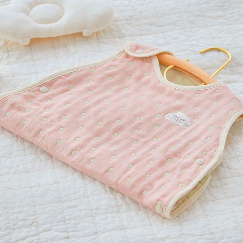 MARURU six-layer yarn anti-kick quilt Fragrant Garden (S/M) shoulder button type - Bedding - Cotton & Hemp Pink
