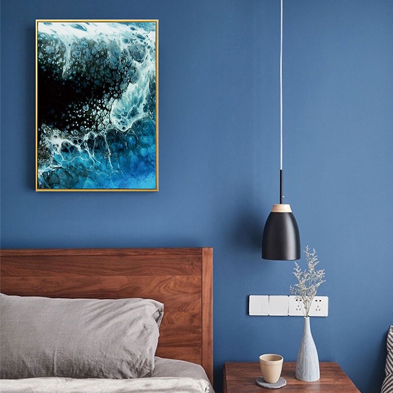 Majestic Water- Sea Canvas Print, Aqua Abstract Art, Dynamic Ocean - Posters - Cotton & Hemp Multicolor