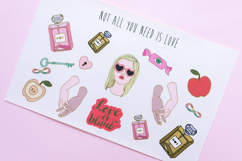 What love is, eat? No Paper Clip / Glossy stickers / illustration / valentine - สติกเกอร์ - กระดาษ หลากหลายสี