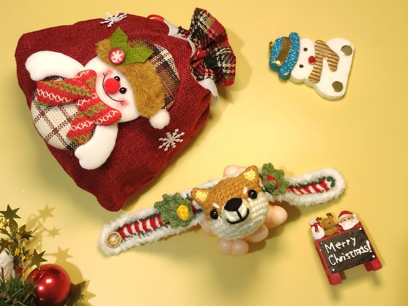 【聖誕禮盒】溫暖的柴犬 - 手製針織寵物頸帶/頸圈 - 項圈/牽繩 - 棉．麻 多色