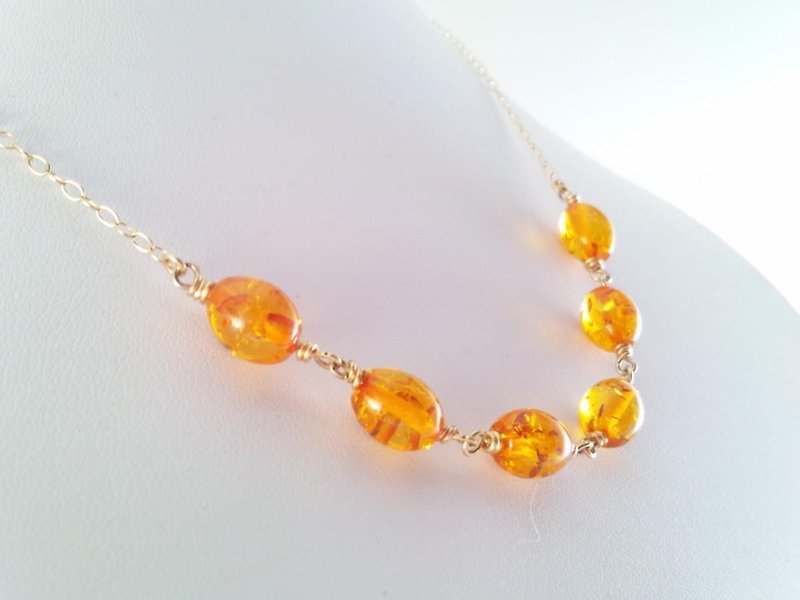Amber Parade（琥珀）/K14GFネックレス - 項鍊 - 其他金屬 橘色